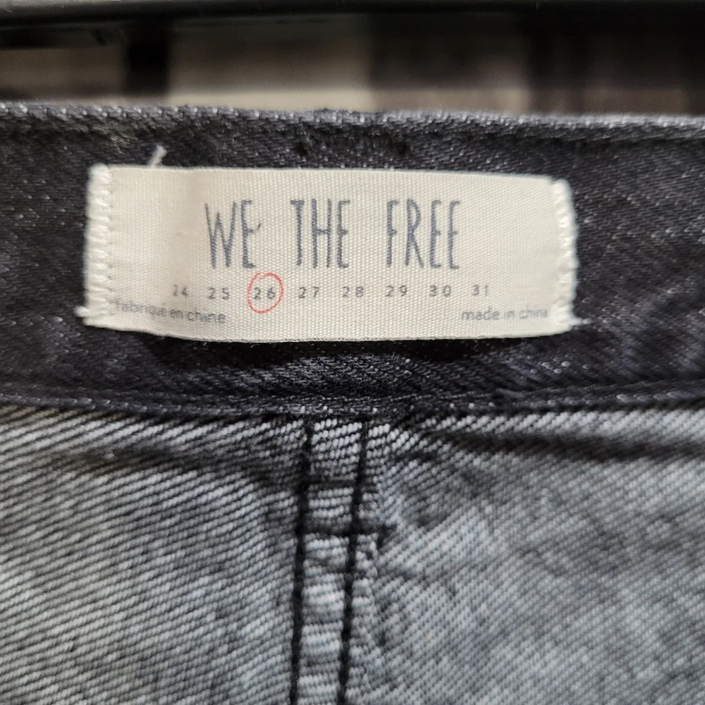 We The Free Distressed Washout Black Denim Mini Skirt